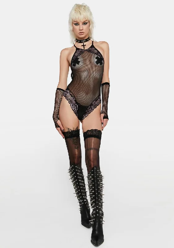 Lights Out Fishnet Teddy