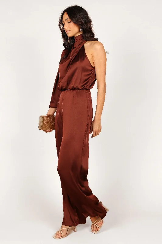 Savannah One Sleeve Jumpsuit - Chocolate