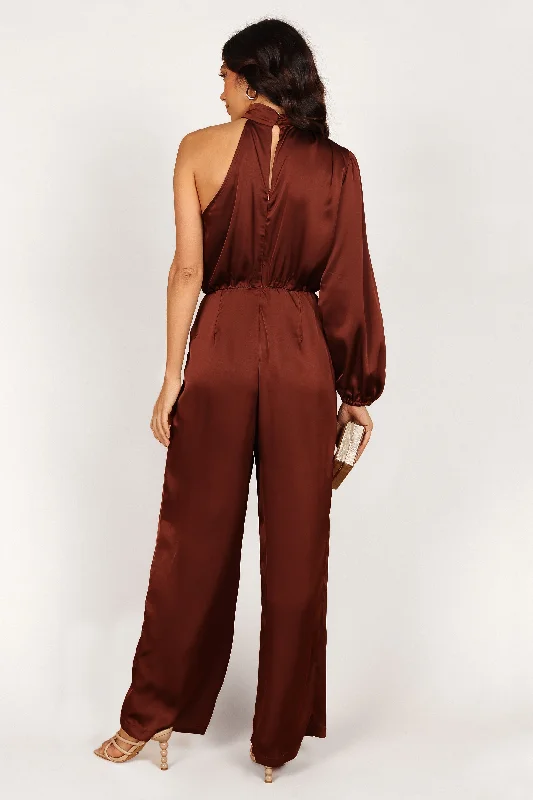 Savannah One Sleeve Jumpsuit - Chocolate