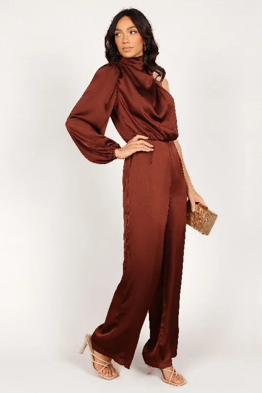 Savannah One Sleeve Jumpsuit - Chocolate