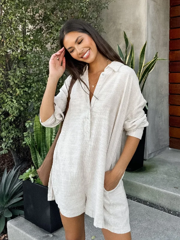 Carrie Striped Linen Romper