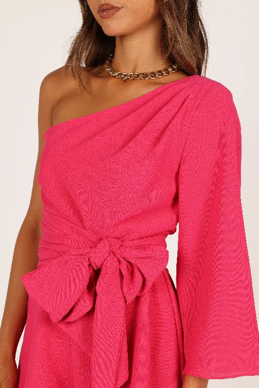 Tien One Sleeve Romper - Hot Pink