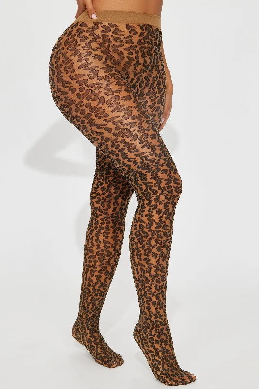 Untamed Leopard Sheer Tights - Nude/combo