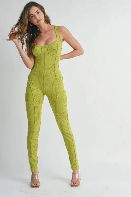 Hot Girl Corset Top Jumpsuit In Deep Lime