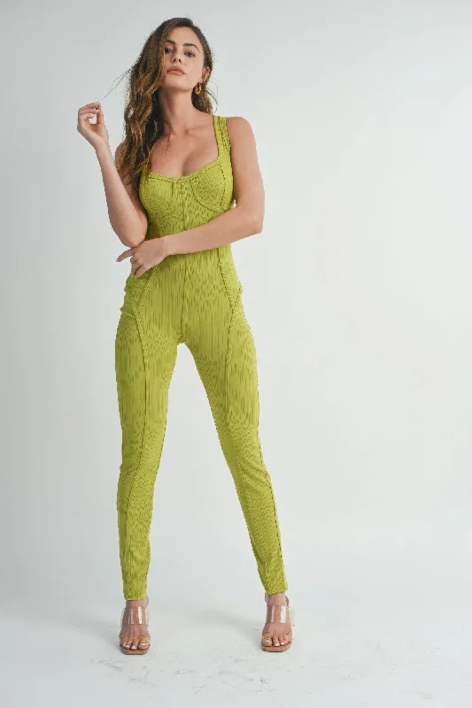 Hot Girl Corset Top Jumpsuit In Deep Lime