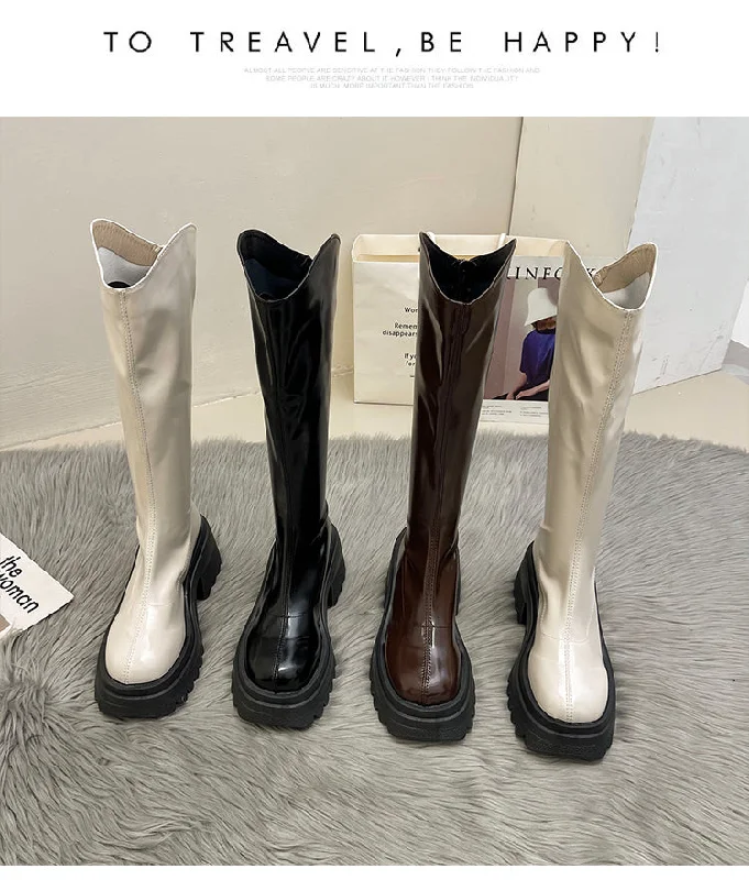 Jordin-300 Patent Leather Knee-High Boots