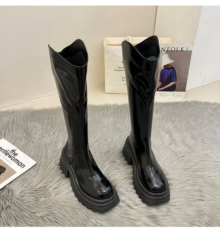 Jordin-300 Patent Leather Knee-High Boots