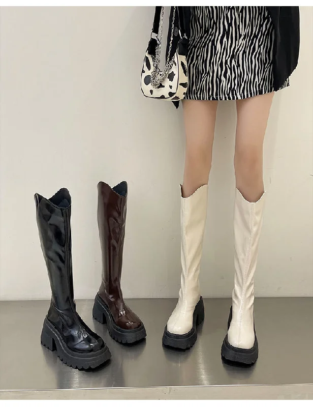 Jordin-300 Patent Leather Knee-High Boots