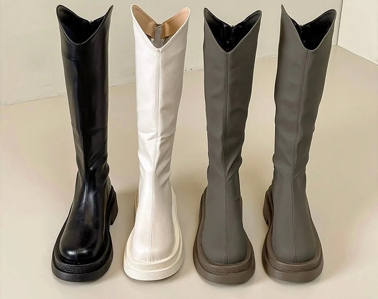 Miranda-190 Pu Leather Knee-High Boots