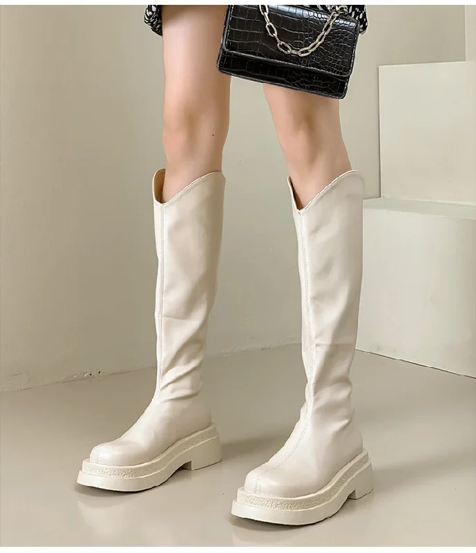 Miranda-190 Pu Leather Knee-High Boots