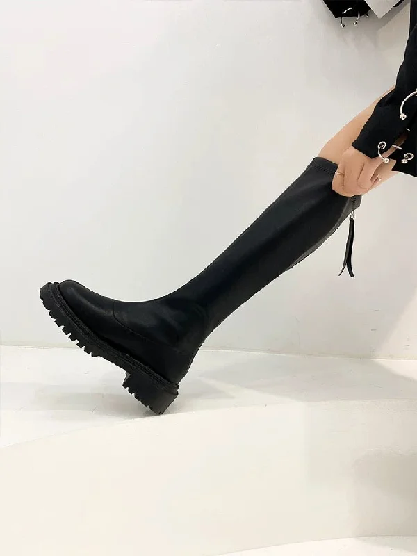 Miranda-400 Pu Leather Knee-High Boots