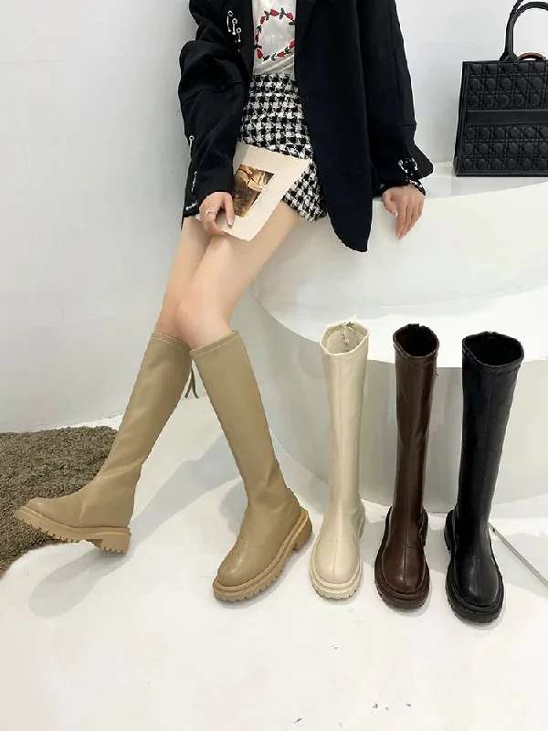 Miranda-400 Pu Leather Knee-High Boots