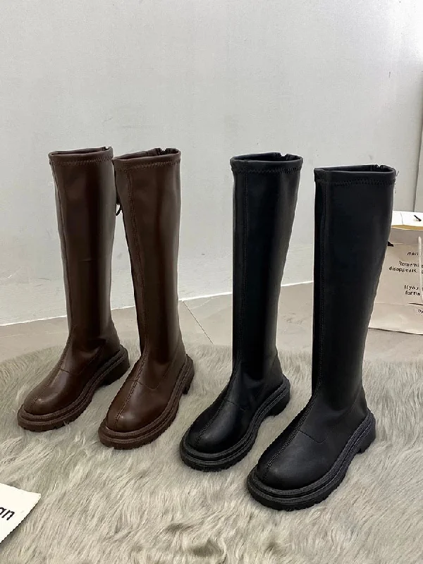 Miranda-400 Pu Leather Knee-High Boots