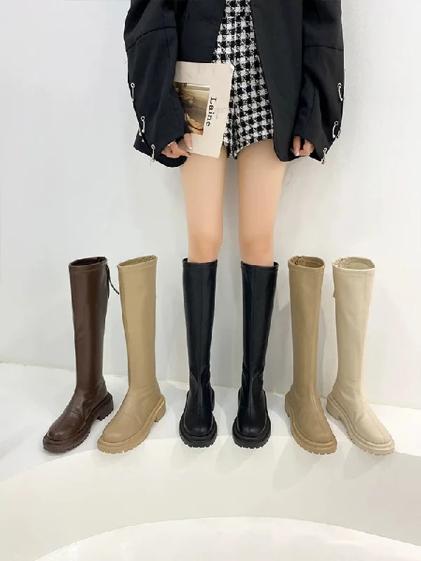 Miranda-400 Pu Leather Knee-High Boots