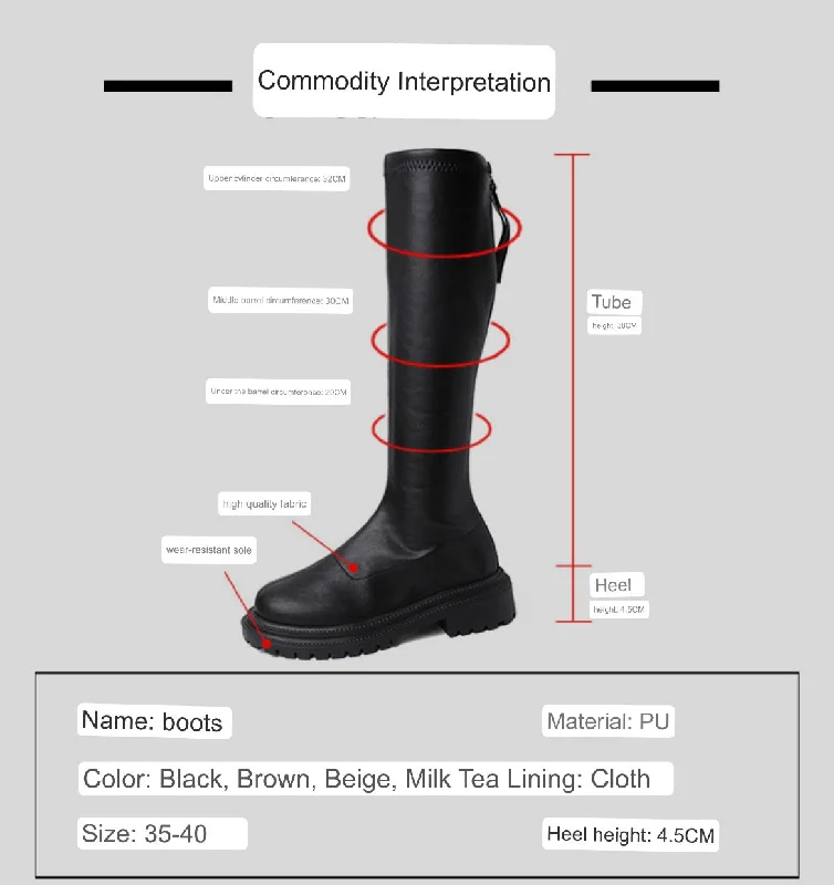 Miranda-400 Pu Leather Knee-High Boots