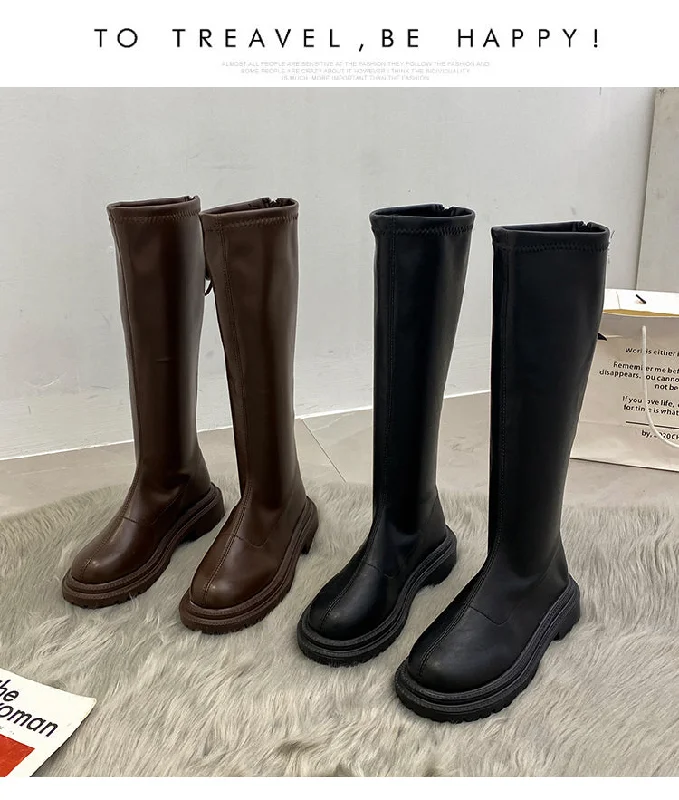 Miranda-400 Pu Leather Knee-High Boots