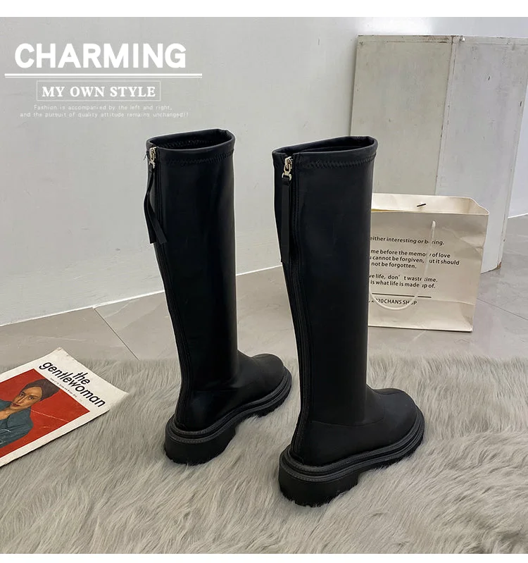 Miranda-400 Pu Leather Knee-High Boots