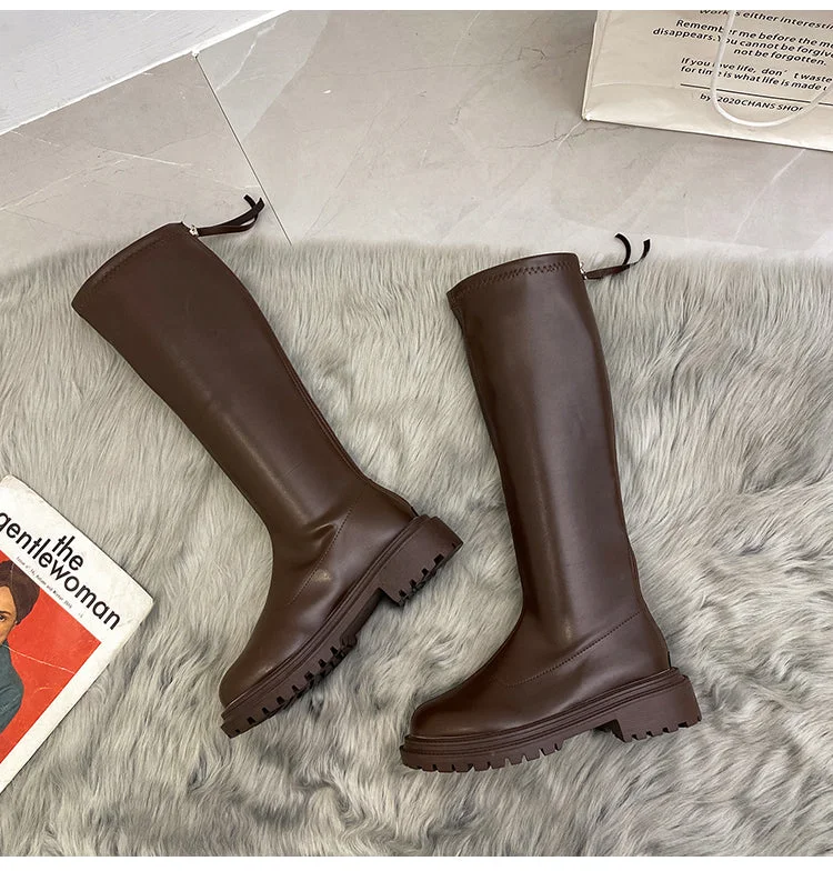 Miranda-400 Pu Leather Knee-High Boots