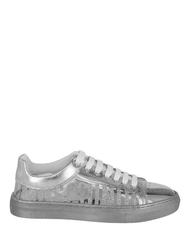 Moschino Womens Transparent Logo Sneakers