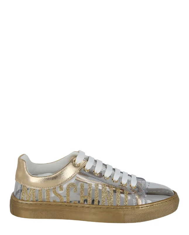 Moschino Womens Transparent Logo Sneakers