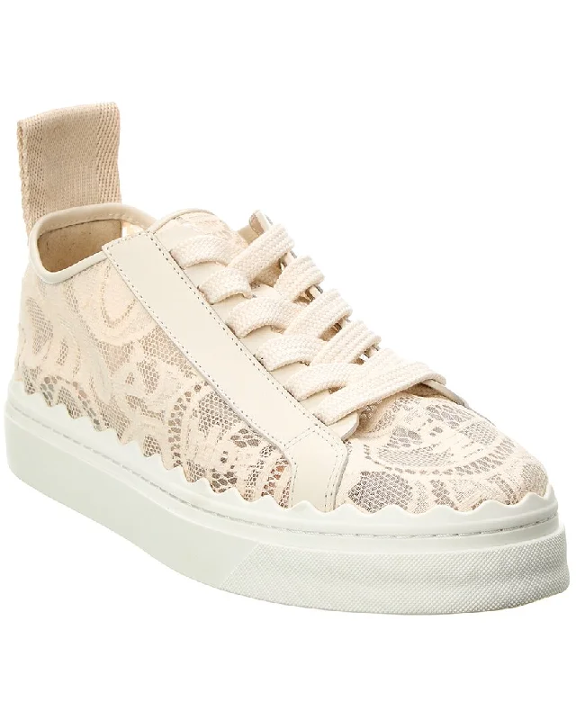 Chloé Lauren Lace & Leather Sneaker