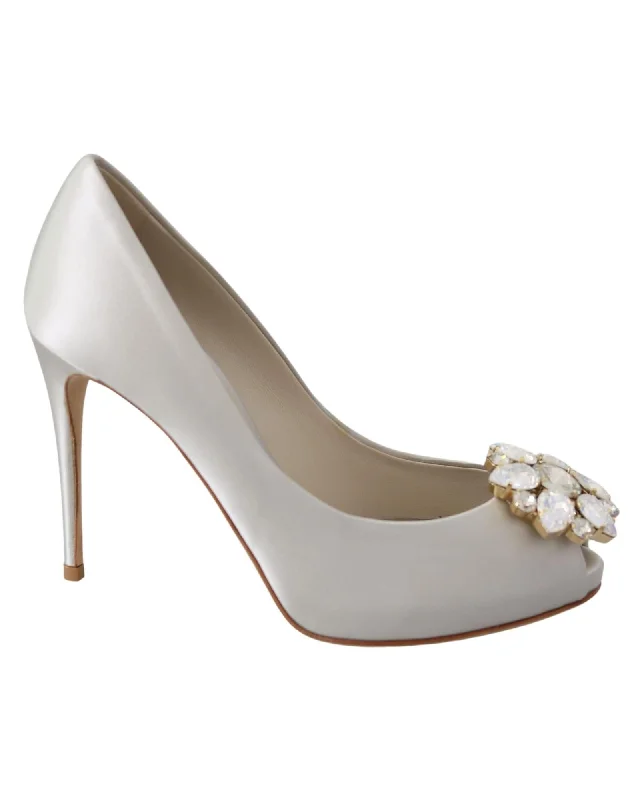 Dolce & Gabbana Gorgeous  Crystals Peep Toe Heels Pumps