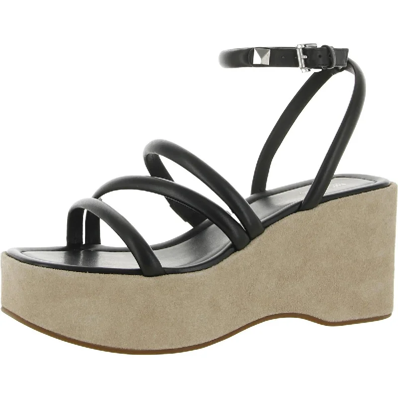 Hazel Womens Leather Strappy Wedge Sandals