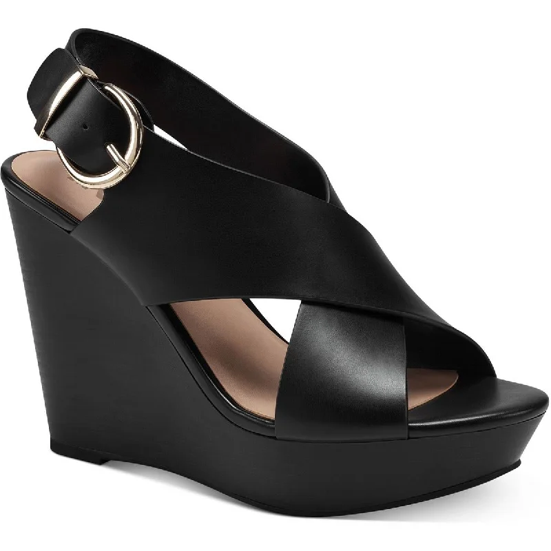 Veraa Womens Buckle Criss-cross Wedge Heels