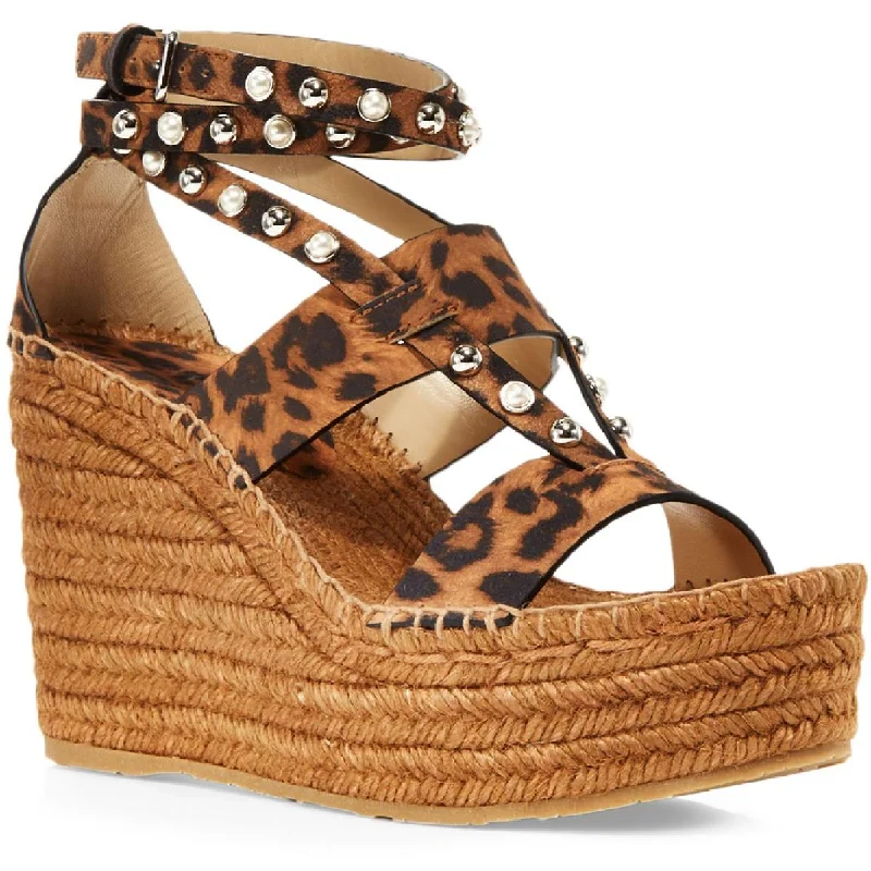 Danica 110 Womens Suede Leopard Wedge Sandals