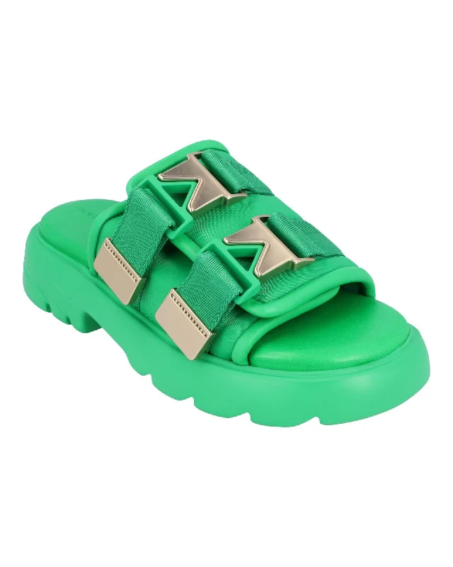 Bottega Veneta Flash Sandals in Green Lambskin