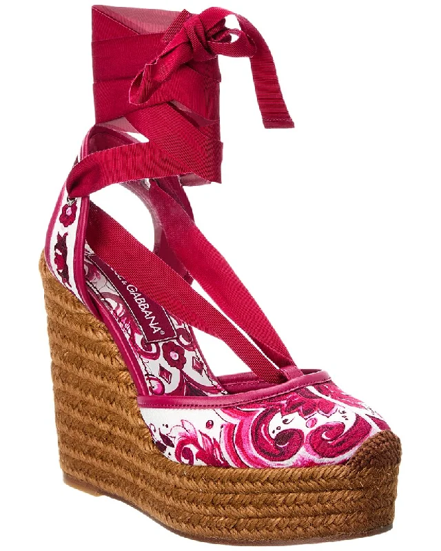 Dolce & Gabbana Printed Brocade Wedge Sandal