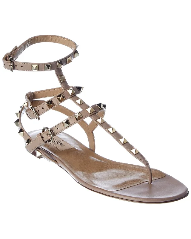 Valentino Rockstud Caged Leather Ankle Strap Sandal