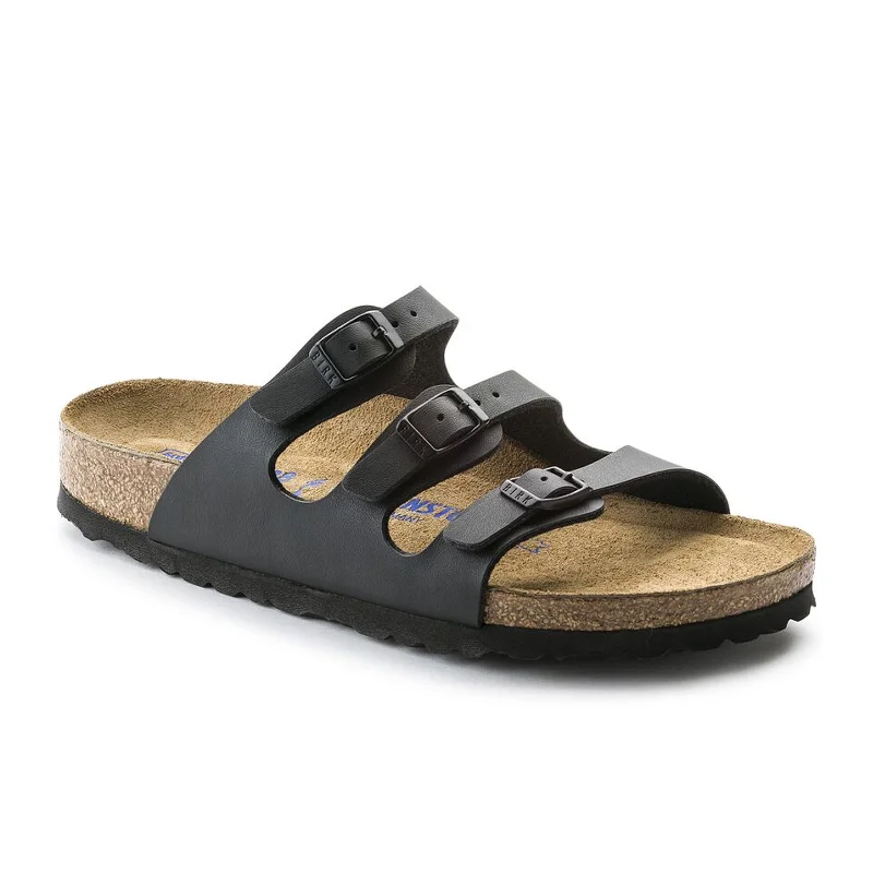 Birkenstock Florida Soft Footbed Slide Sandal (Women) - Black Birko-Flor