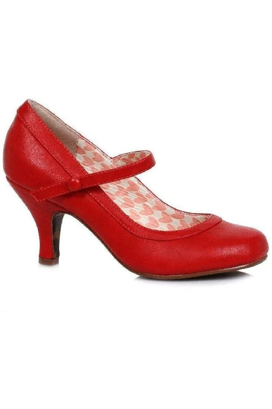 Bettie Page Bettie Vintage Pump  | Red Faux Leather