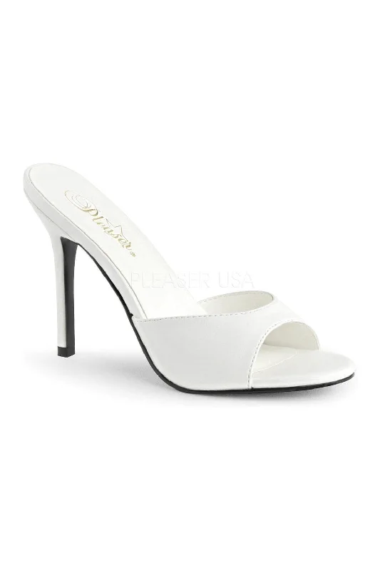 CLASSIQUE-01 Slide | White Faux Leather