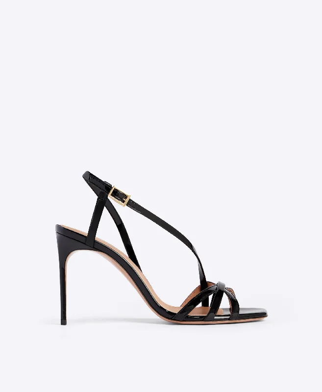 Luna 90 - Black Patent Leather Slingback Sandals