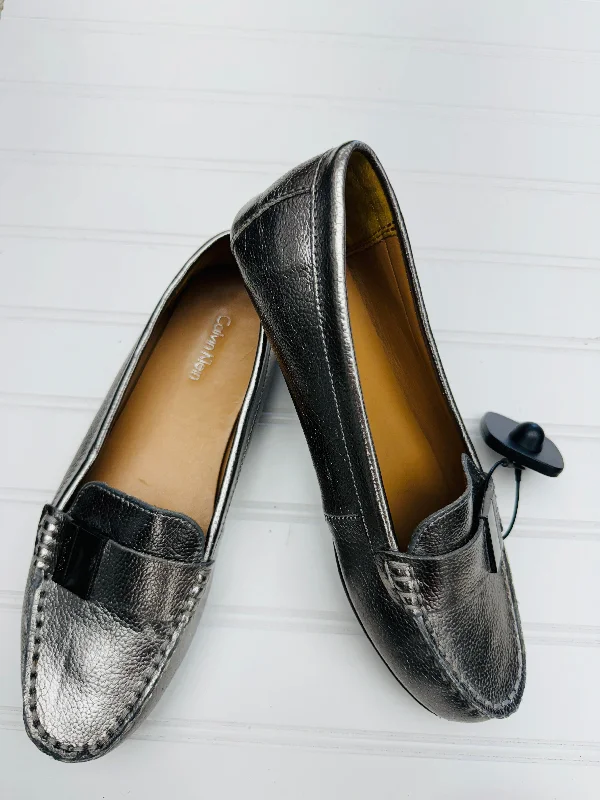 Silver Shoes Flats Calvin Klein, Size 6.5