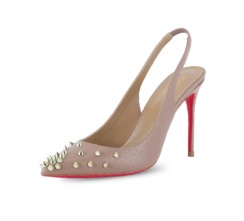 Spiky Slingback Pink Sole Pumps