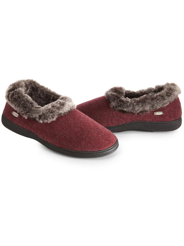 Chinchilla Collar Womens Slip-On Faux Fur Lined Loafer Slippers