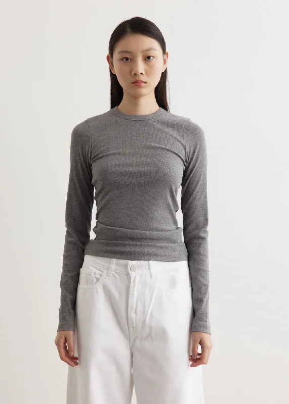 Ribbed Cotton Crewneck Top