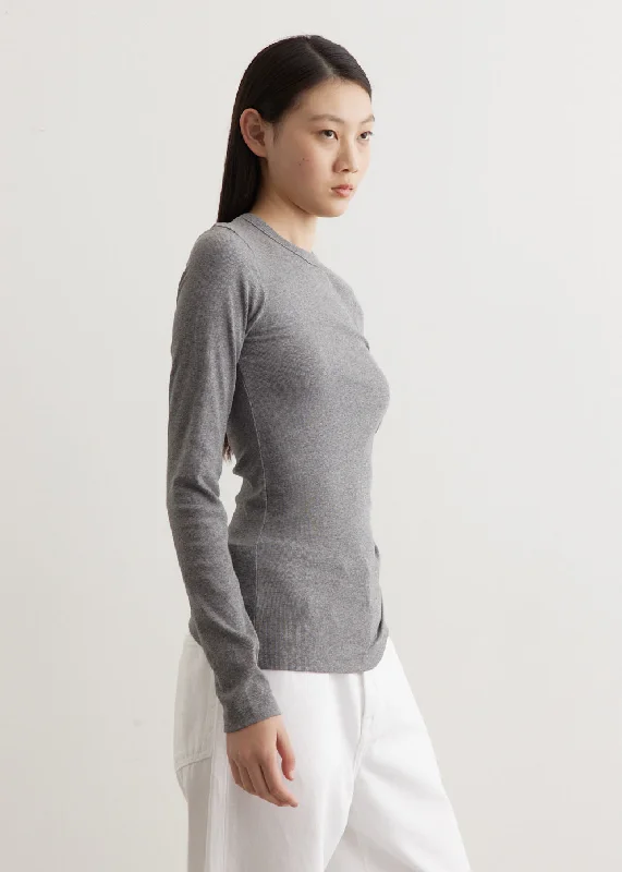 Ribbed Cotton Crewneck Top