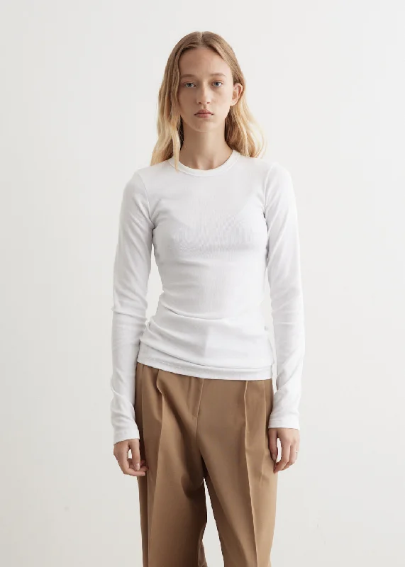 Ribbed Cotton Crewneck Top