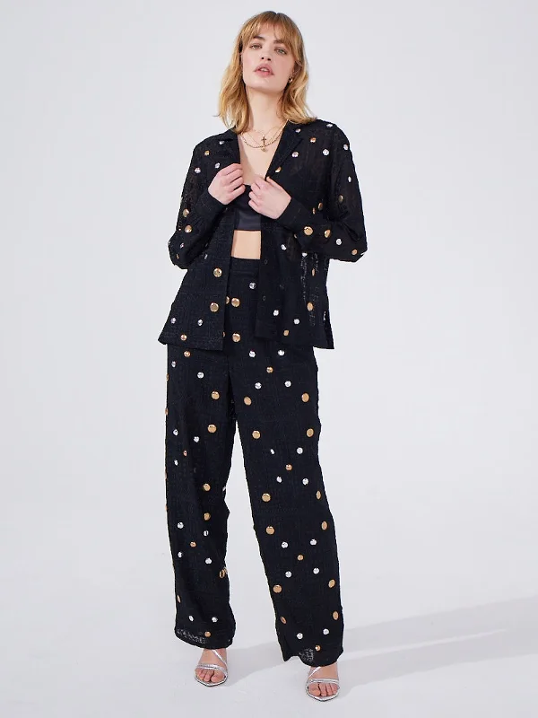 Gitana Embroidered Pyjama Trousers Black