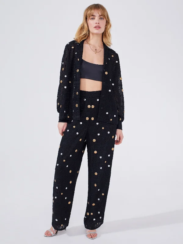 Gitana Embroidered Pyjama Trousers Black