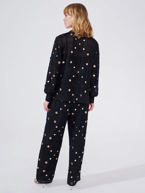 Gitana Embroidered Pyjama Trousers Black