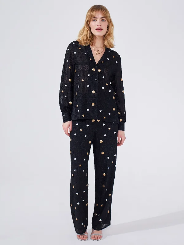 Gitana Embroidered Pyjama Trousers Black