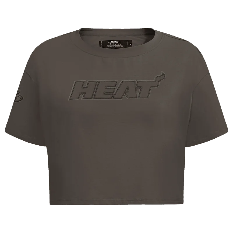 Pro Standard Miami HEAT Taupe Boxy Crop Women's Tee