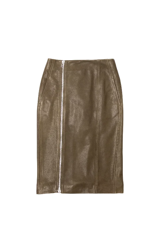 Leather Zip Up Skirt