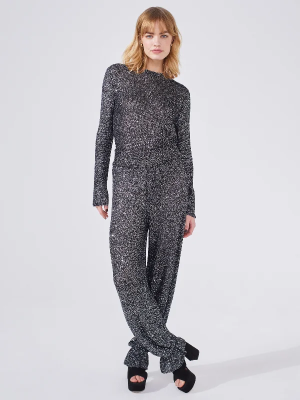 Moonshine Sequin Knit Trousers Black