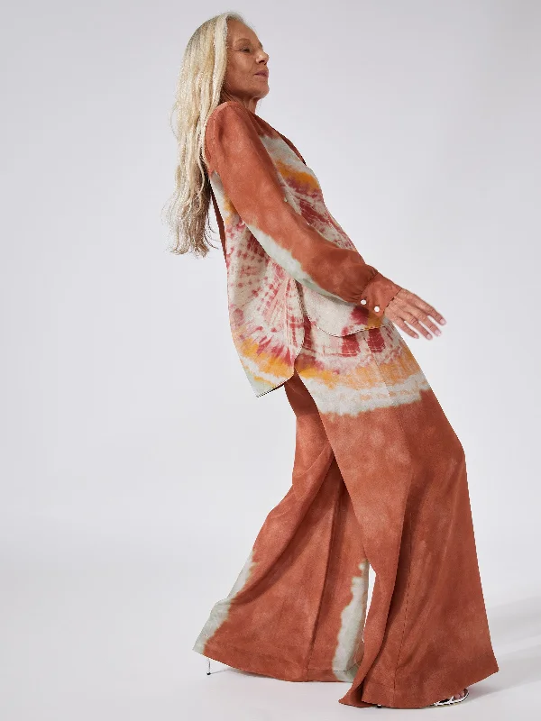 Tie Dye Silk Wide Leg Trousers